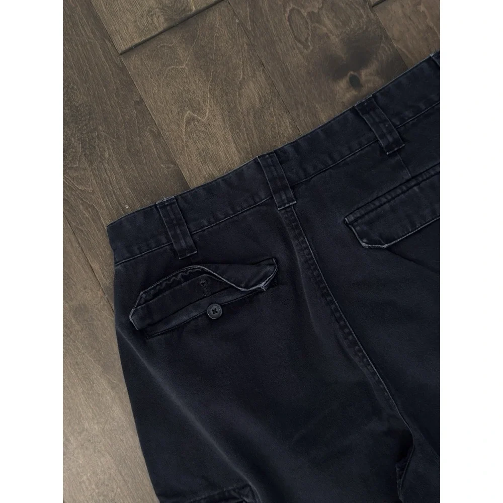 Vintage Tommy Hilfiger Mens Navy Blue Cargo Pocket Flag Logo Shorts Size 31W Y2K